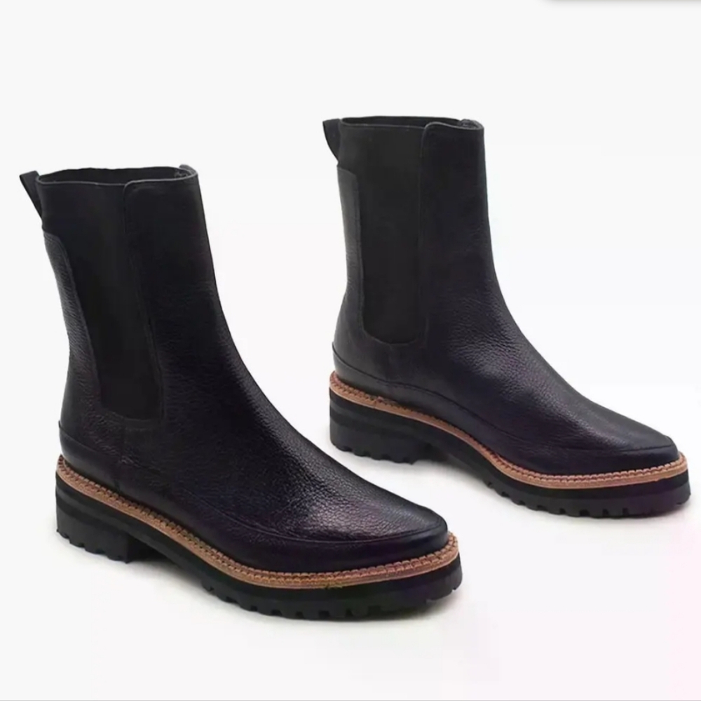 Kaanas Belgrade Black Leather Ankle Boots
